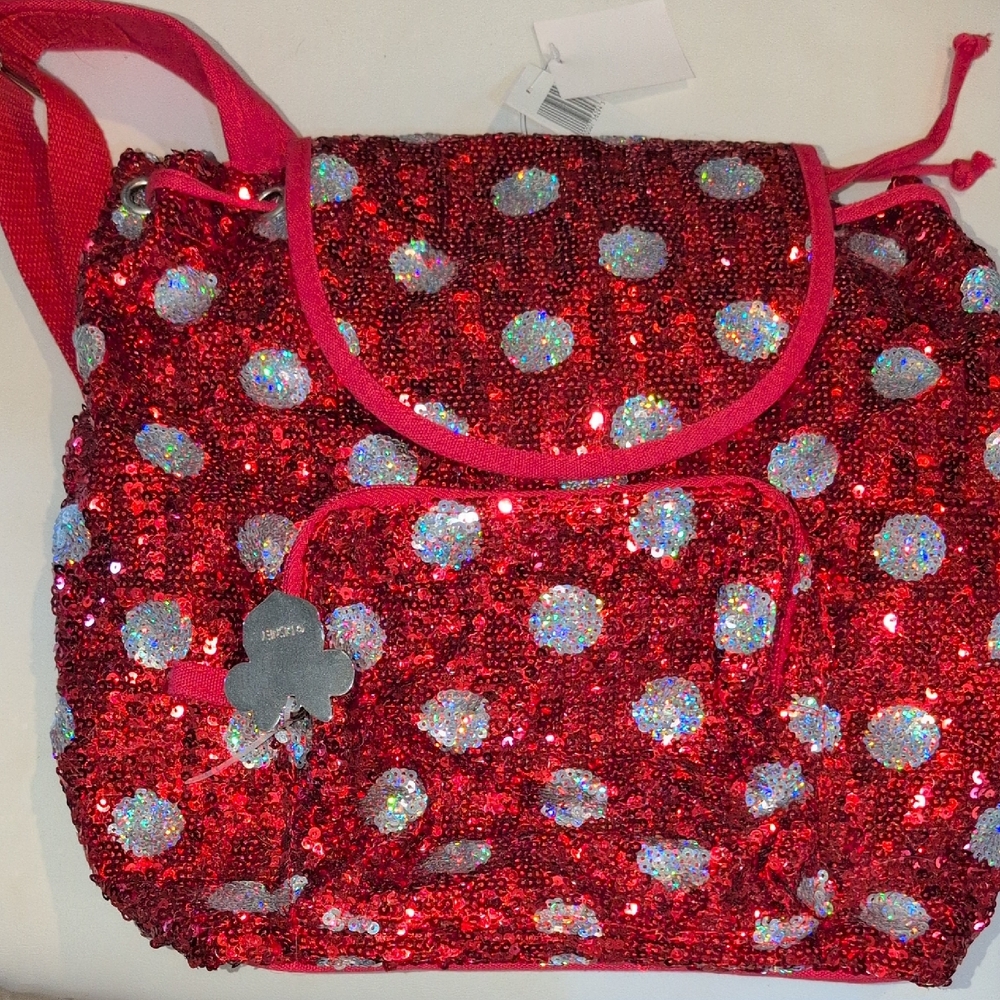 Disney Red and Silver Sequin Backpack From A Disney World Circa 2015